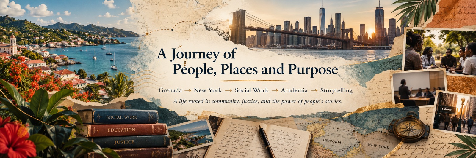 A Journey of People, Places and Purpose. Grenada to New York, social work, academia and storytelling. A life rooted in community, justice, and the power of people’s stories.
